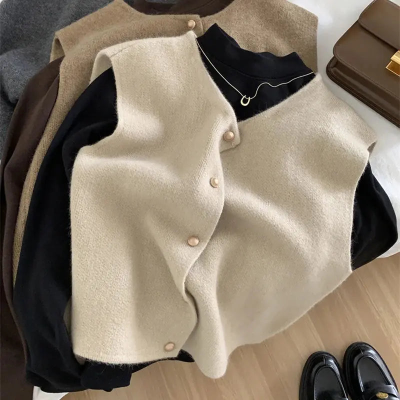 ELLEN™ – Elegante Gebreide Mouwloze Trui - Ava Mode